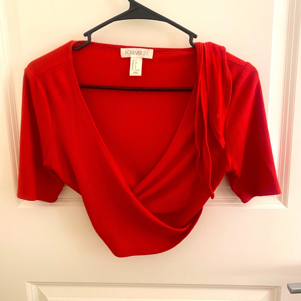 Forever 21, red, wrap crop top